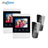 jeatone 4 inch tft wired smart video door phone intercom system with 2 night vision monitor 2x1200tvl rainproof doorbell camera