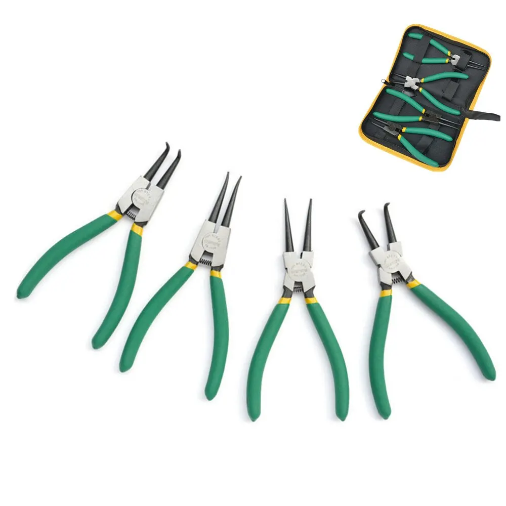 

Retaining Ring Pliers 4pcs Multifunctional Auto-lock Snap Ring Pliers Internal External Ring Remover Retaining Circlip Pliers