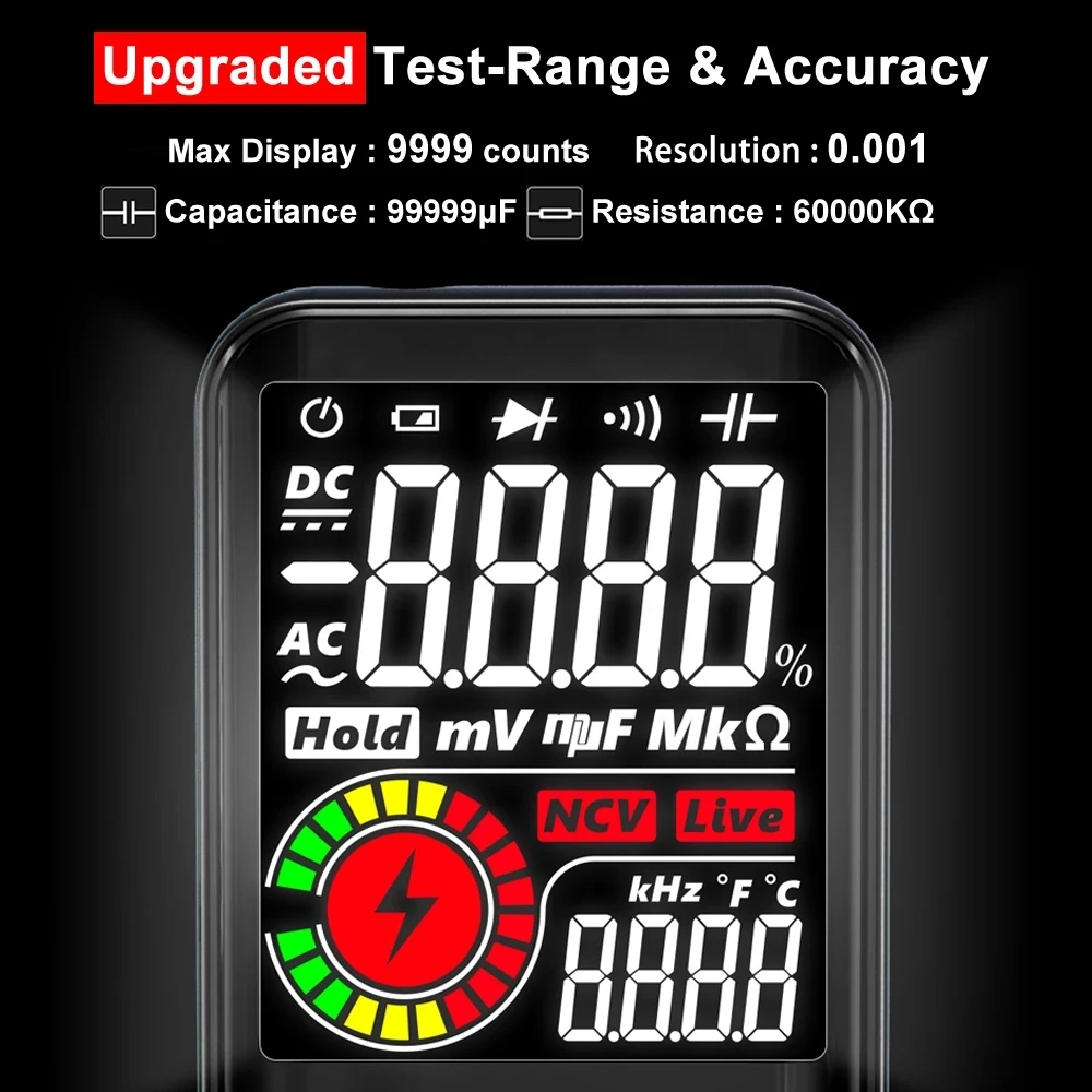 BSIDE Цифровой мультиметр 9999 T-RMS 3 5 &quotLCD цветной дисплей DC AC напряжение Емкость Ом