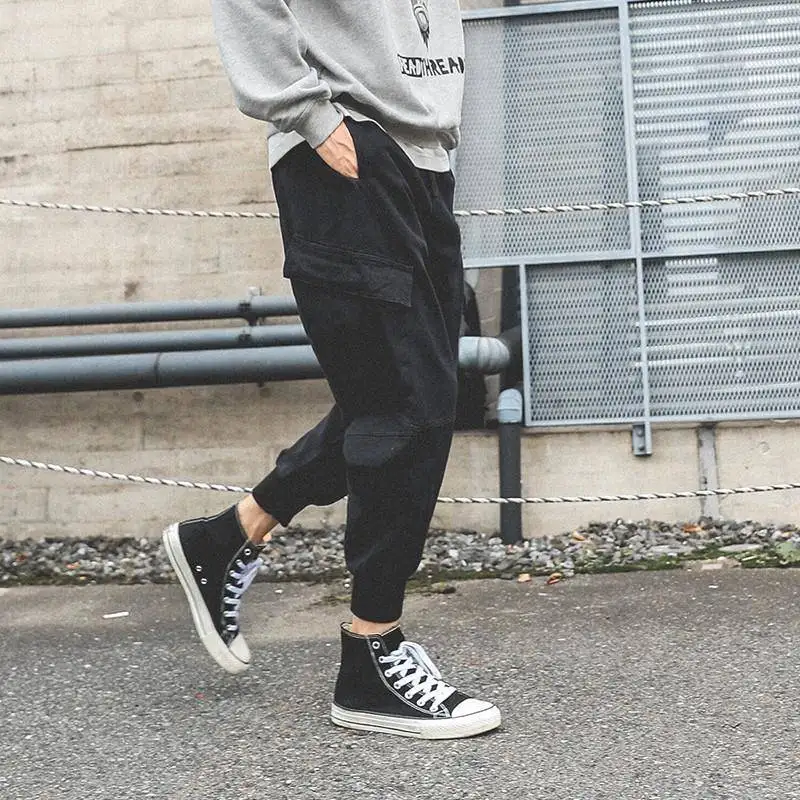 

Men Spring Autumn Hip Pop Harm pants Elastic Waist Hip Pop Pencil Pants Trousers Streetwear Fashion Black Hombre Sweatpants Male