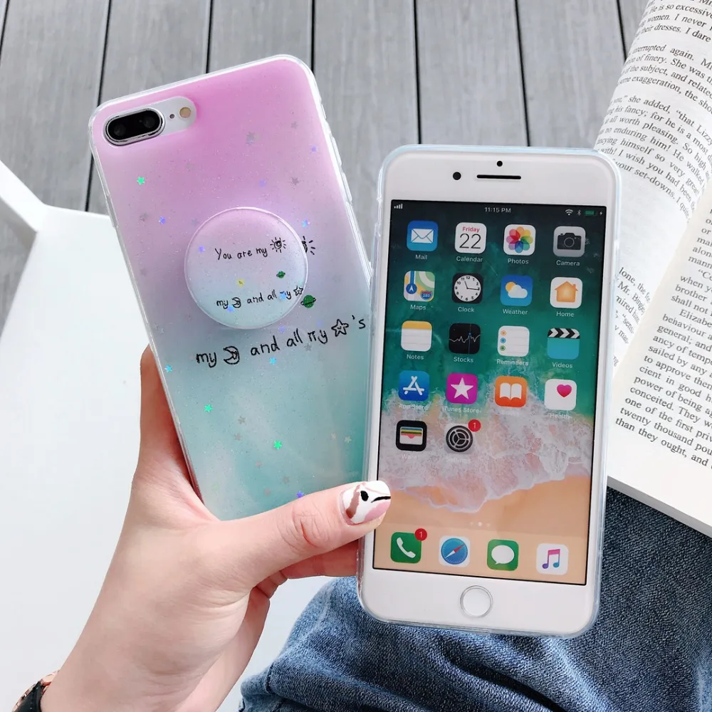 Летний Пляжный чехол для телефона IPhone X XS XR XSMax 6s 7 8Plus подставка держатель мягкий