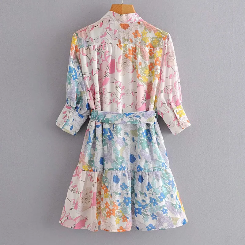 Модное женское платье с вышивкой и галстуком-бабочкой в иностранном стиле