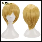 Парик для косплея Sanji блонд короткие прямые мужские унисекс взрослые желтые синтетические волосы термостойкие