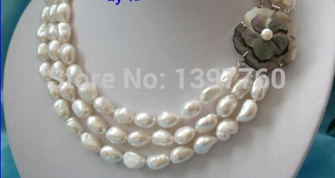 Miss charm Jew.64 stunning 3rows 13mm baroque white freshwater pearls necklace | Украшения и аксессуары