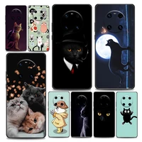 funny cartoon cat phone case for huawei y6 7 9 5p 6p 8s 8p 9a 7a mate 10 20 40 lite pro plus rs soft silicone cover
