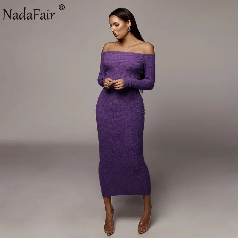 Женское трикотажное платье Nadafair черное или оранжевое однотонное облегающее миди