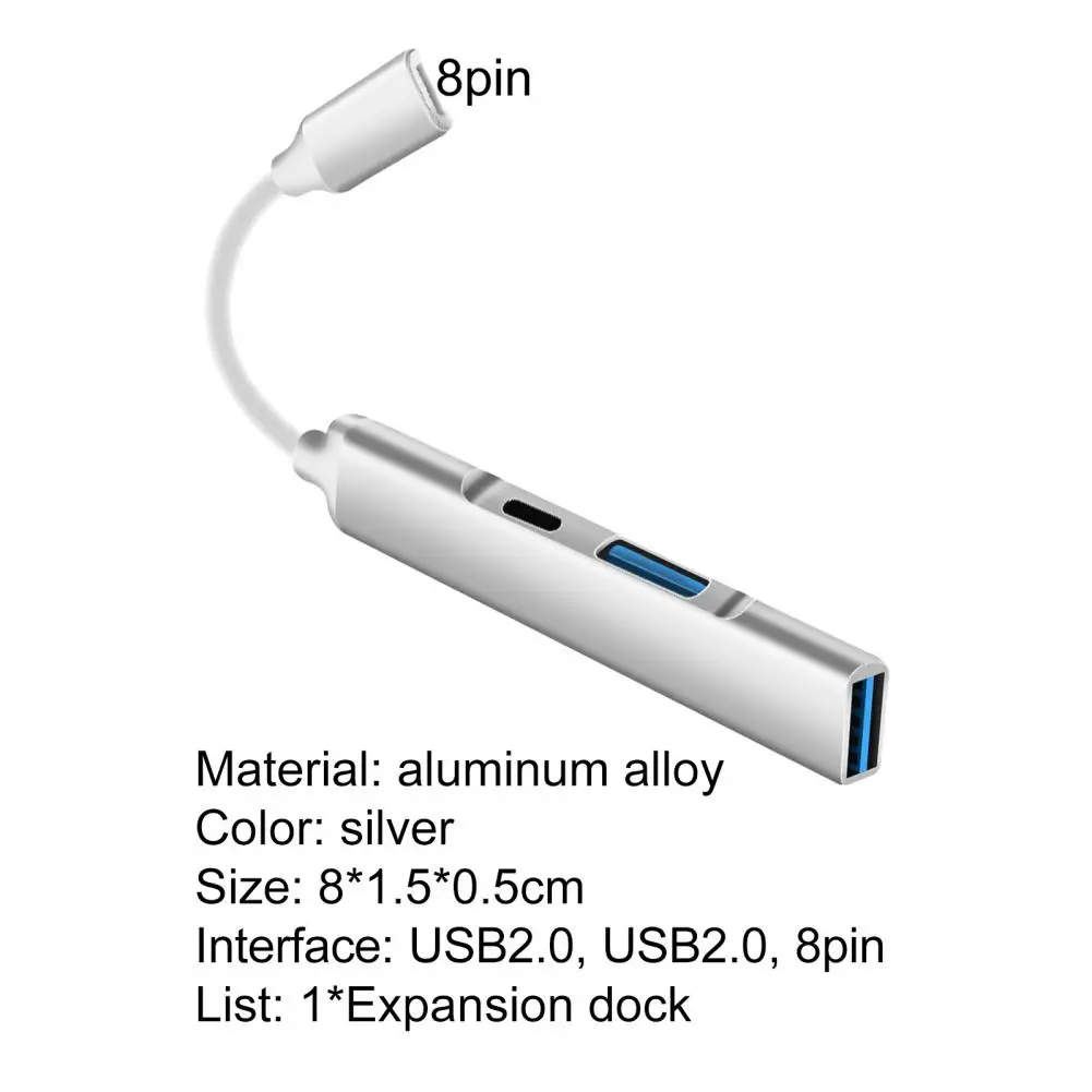 

Expansion Dock 3-in-1 OTG Convertor Durable USB2.0 8-pin Docking Station for Keyboard