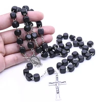 4 types religious prayer crystal glass cross beads cross pendant necklace fashion gift jewelry accessories unisex