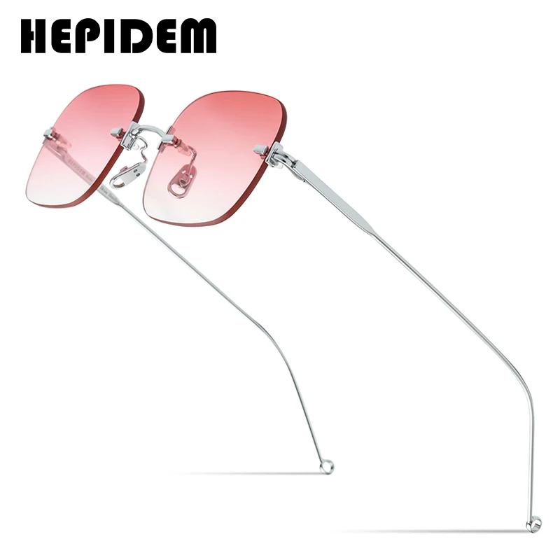 HEPIDEM Rimless Sunglasses Women 2020 New Luxury Brand Fashion High Quality Alloy Sun Glasses Men with Mirror Nylon Lens gm 5023 |