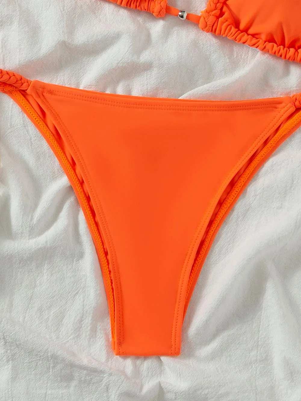 2021 Summer Micro Bikini Orange Swimwear Women Halter Brazilian Biquini Beach Swimsuit High Cut Bathing Suit | Женская одежда