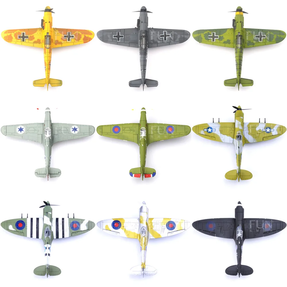 

22cm 4D Diy Toys Fighter Assemble Blocks Building Model Airplane Military Model Arms WW2 Germany BF109 UK Hurricane Fighter