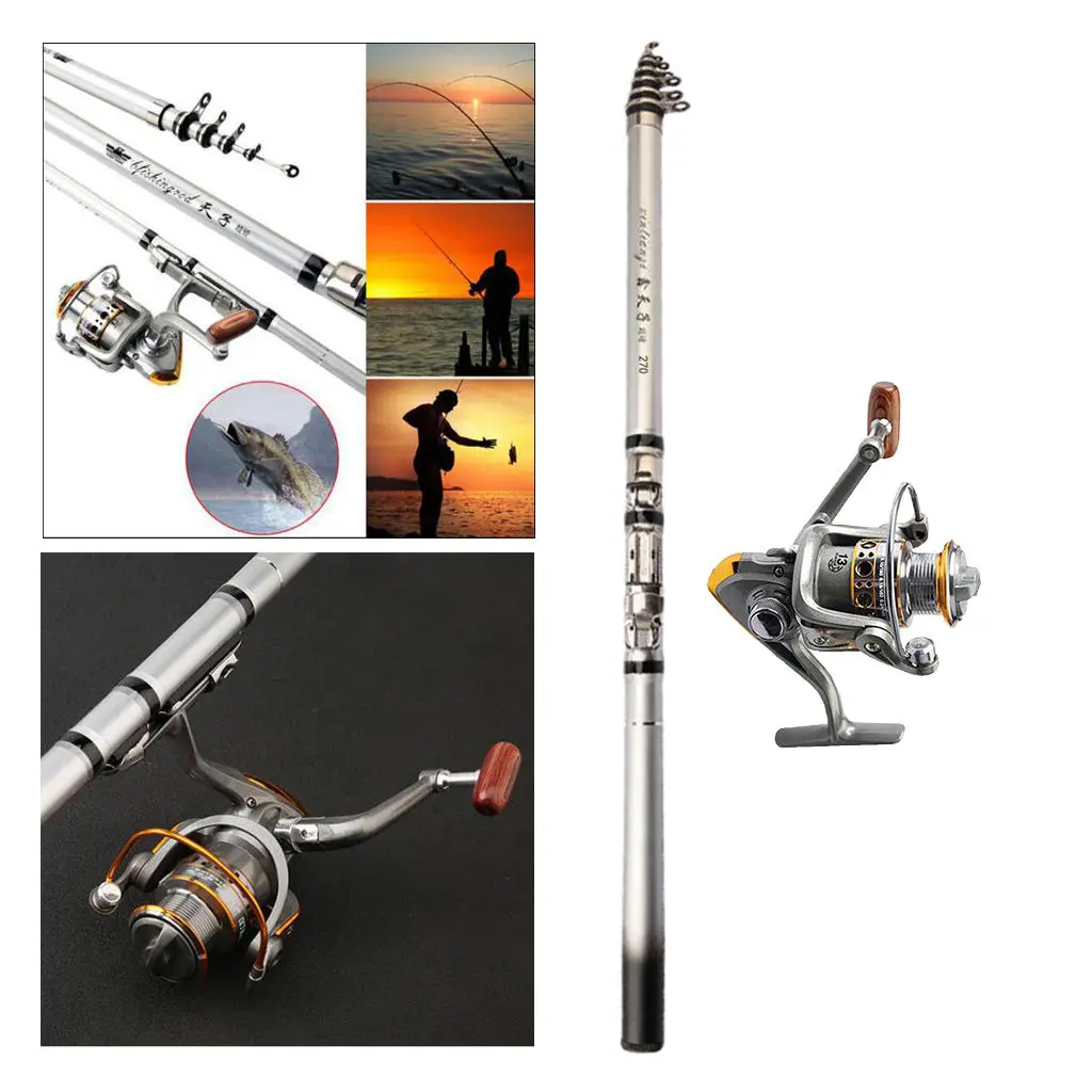 Rock Fishing Rod Portable Folding Travel Backpack Spinning Pole Reel Set | Спорт и развлечения
