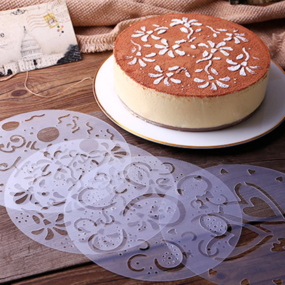 

4PCS/Set Coffee Pattern Stencils Coffeeware Cupcake Milk Cake PVC Sheet Spray Mold Coffee Printing Stencils Coffee Maker