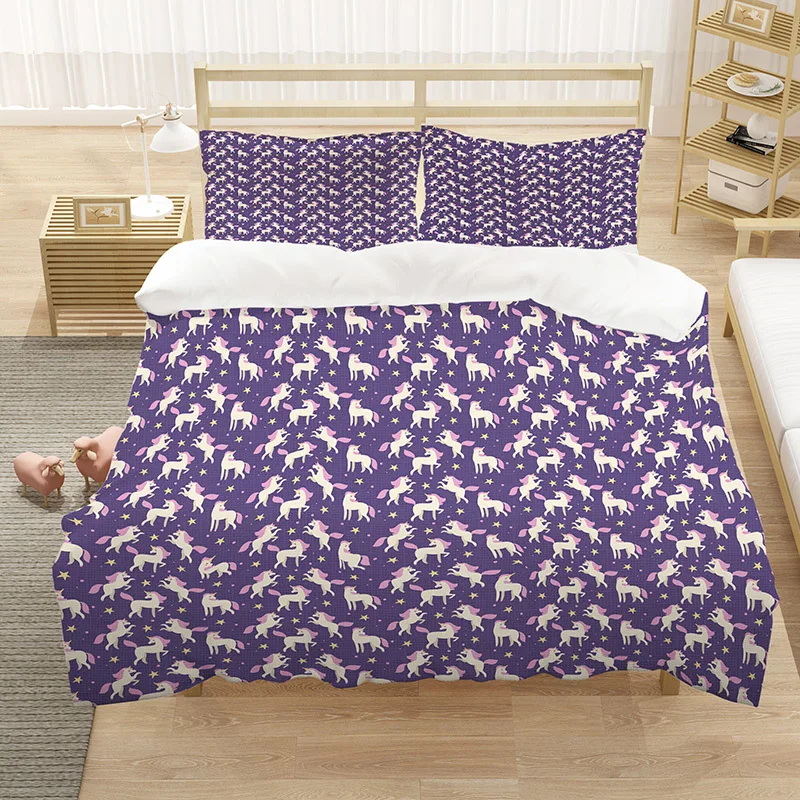 Домашний текстиль детское постельное белье с милым радужным единорогом и