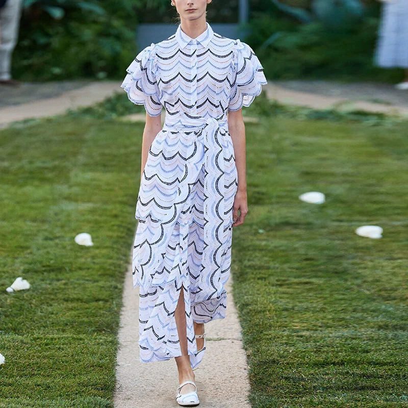 Новинка 2020 модное женское платье в волнистую полоску с вышивкой лоскутные