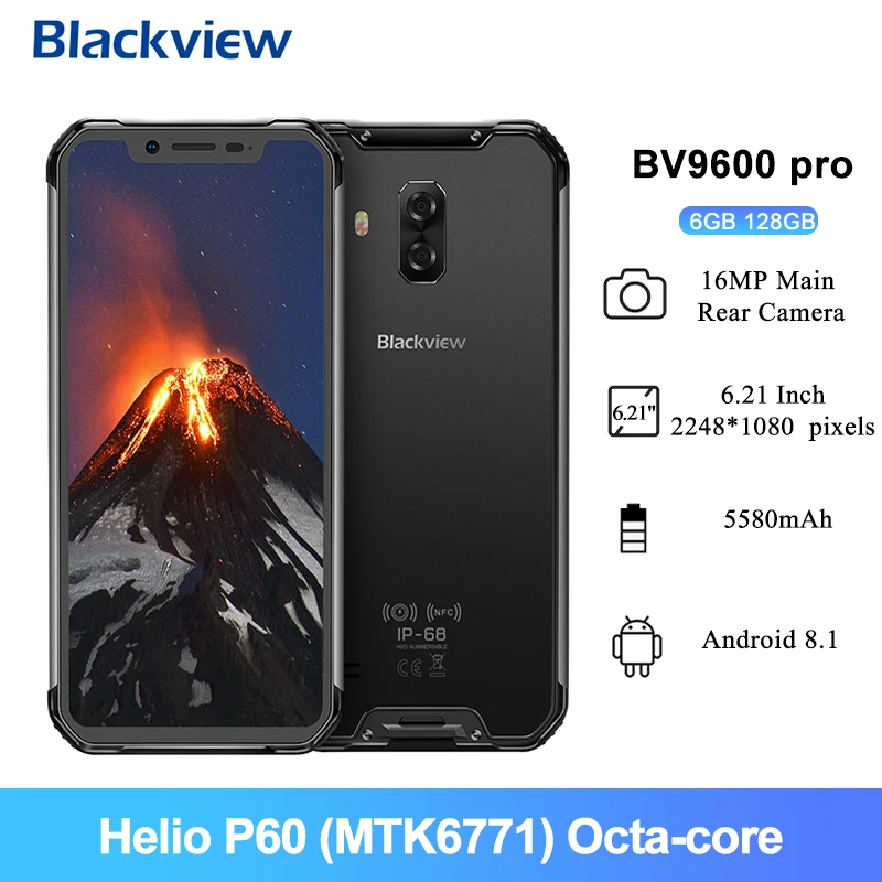 Blackview BV9600 Pro IP68 Водонепроницаемый надежные смартфоны 6 ГБ 128 21 &quotHelio P60 Octa Core 5580 мА/ч