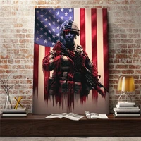 american flag canvas poster prints wall art retro usa flag decor home for bedroom living room thin red line stars stripes poster