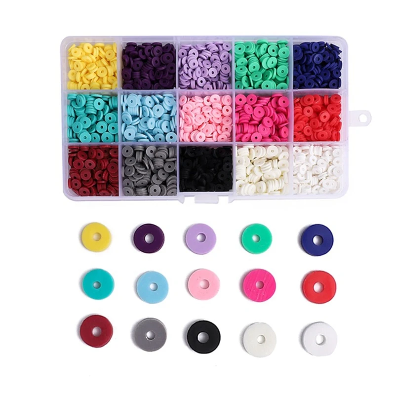 

J60E Flat Round Polymer Clay Spacer Beads Ornaments 2600 Pcs for Jewelry Making Bracelets Necklace Earring DIY Craft Kit