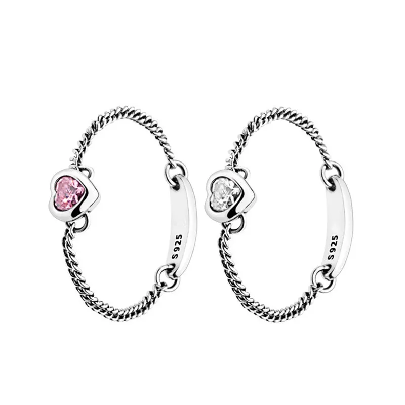 Женское кольцо из серебра 925 пробы с розовым цирконием в форме сердца|Кольца| |