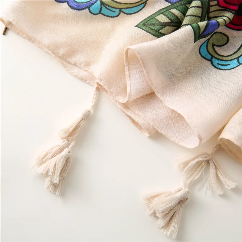 

2020 autumn New style Sunscreen Beach Towel Lady silk scarf winter women colour Print Scarves ethnic style Cotton and hemp Shawl