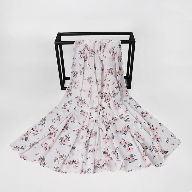 

2021 Fashion Women Solid Chiffon Headscarf Ready To Wear Printed Hijab Scarf Muslim Shawl Islamic Hijabs Arab Wrap Head Scarves