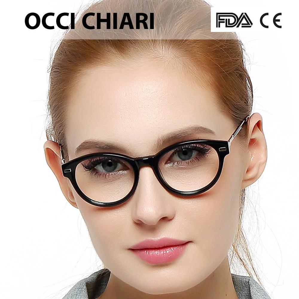 OCCI CHIARI Италия Дизайн Классические Модные женские очки с круглой оправой полная оправа черные синие Деми W-CASAL