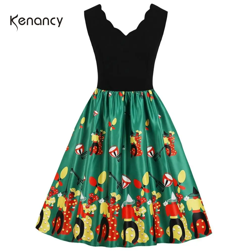 Женское винтажное платье Kenancy Hepburn 50s с цветочным принтом летнее без рукавов v