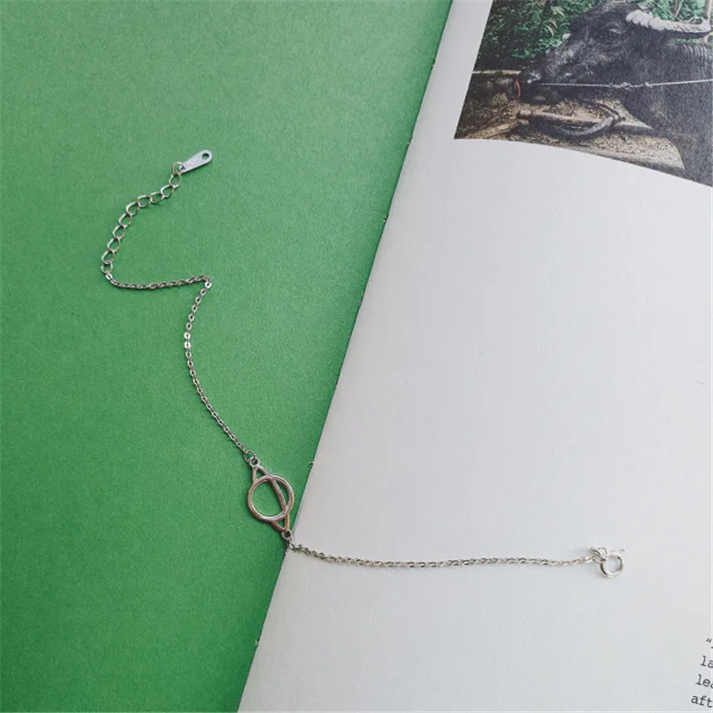 

RUIYI Real 925 Sterling Silver Simle Face Planet Bracelets For Women Girls Cute Cross Chain Bracelet Minimalist Niche Bracelets
