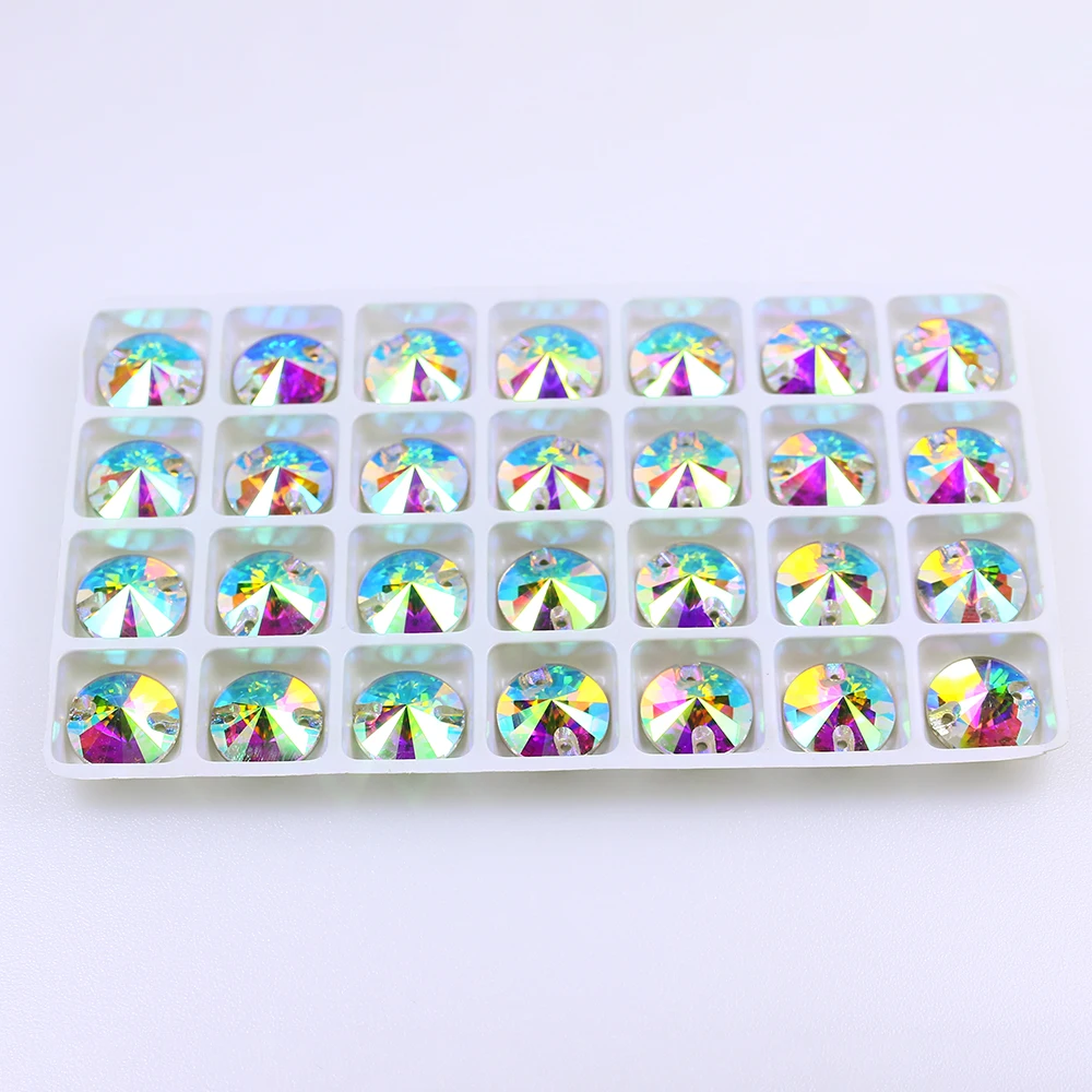 Junjiao 14 мм AB стакан Rivoli Камни высшего качества круглые с плоской спинкой подвески