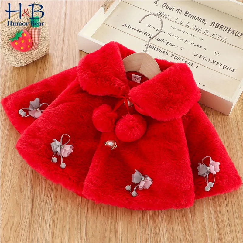 

Humor Bear Baby Girls Coats Autumn Winter Kids Clothes Long Sleeve Furry Cape Jacket Solid Color Baby Coats Outerwear For 0-24M