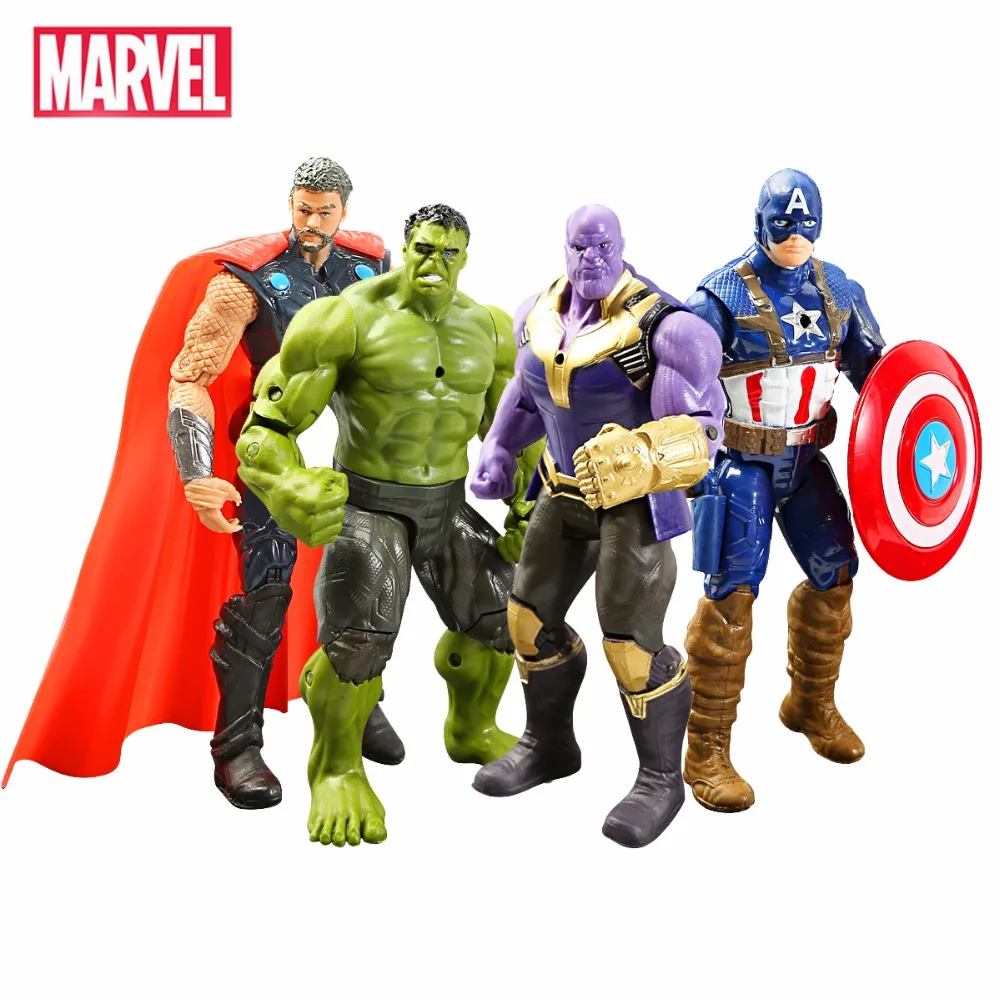 Экшн фигурки Marvel мстители 16 см игрушки Капитан Америка танос Человек паук Халк