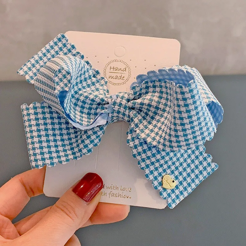 

2021 Fashion Colorful Plaid Cute Bow Hair Clips Barrette Fabric Bowknot Hairpins Hair Ornament Headwear Hair Accessories