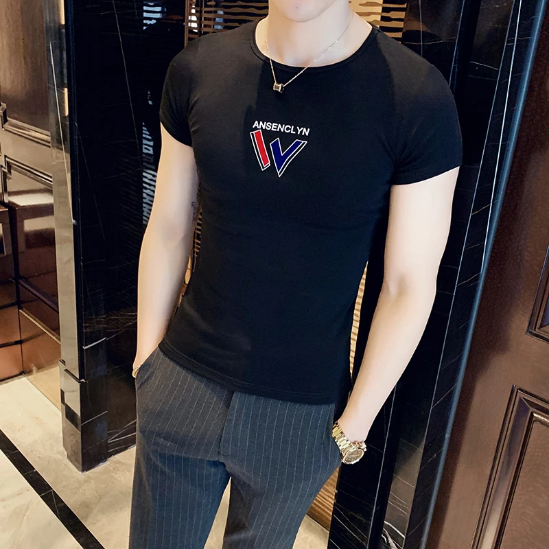 

Shirt Fashion T Men Letter Printed 2021 Summer O-neck Tops Tees Slim Fit Streetwear Casual T-Shirt Comfortable Male Clothing