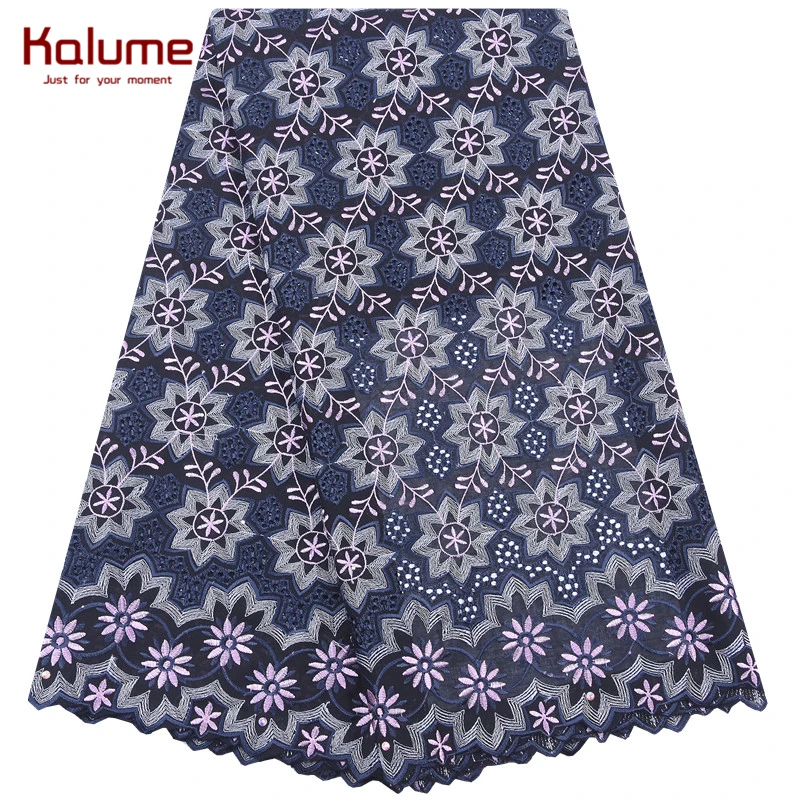 Kalume настоящий Африканский швейцарский тюль кружевная ткань Цветочная вышивка