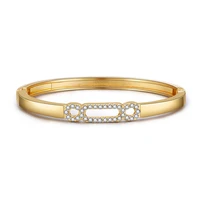ornapeadia popular hot selling bracelet for women minimalist style ladies geometric hollow crystal jewelry cuff bangles