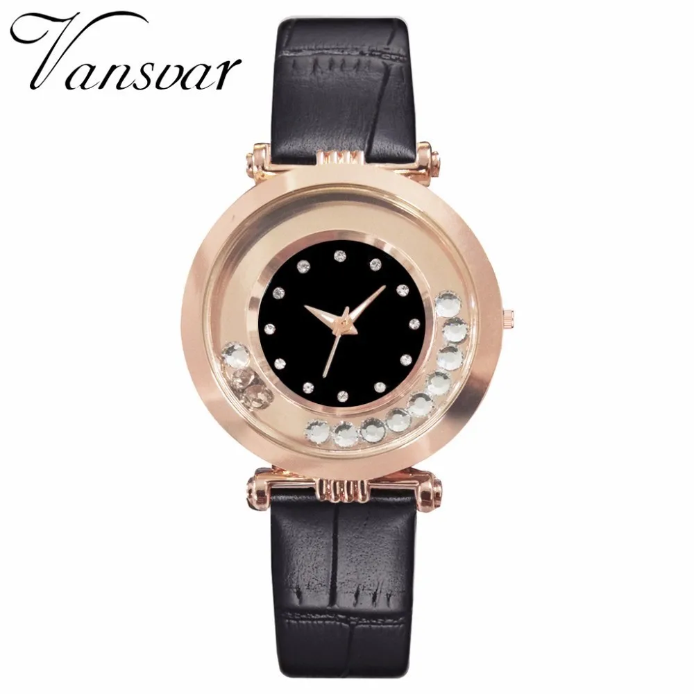 Горячие модные женские часы со стразами повседневные роскошные кожаные