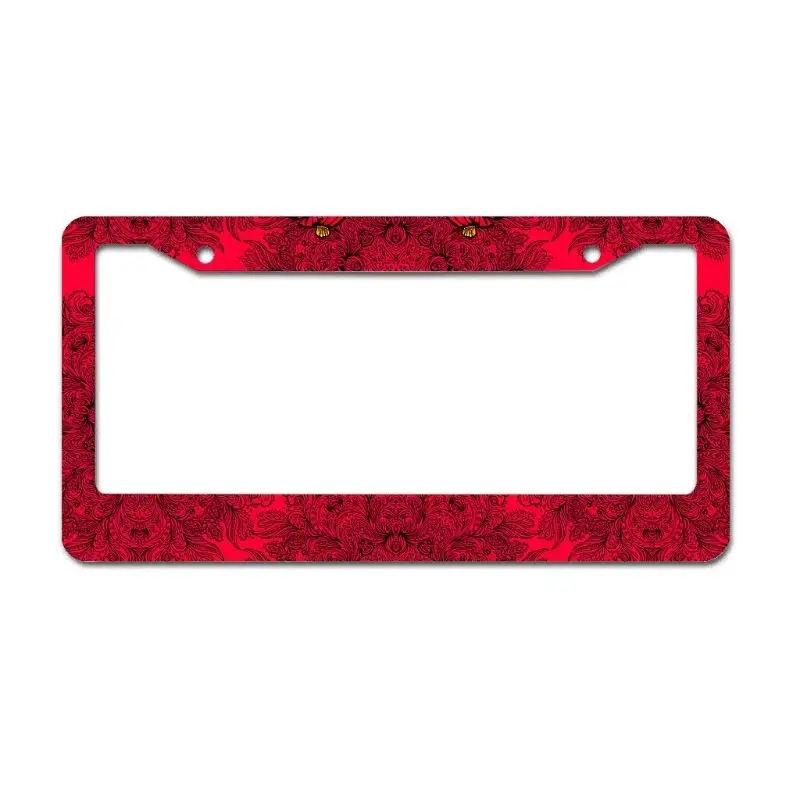 

Peceeta Elephant Lotus Mandala Red License Plate Frame 2 Holes 1 Frame Matte Aluminum Text Funny Metal Cute Car Accessories