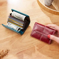 womens slim leather wallet mens business card holder student hasp coin purses multi card slot solid color money clip gift