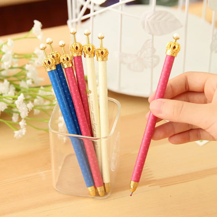 

3Color Korean Creative Cute Cartoon Fantasy Crown Pen Gem Ballpoint Pens Ballpen Kawaii Pen Fashion School Office Supplies