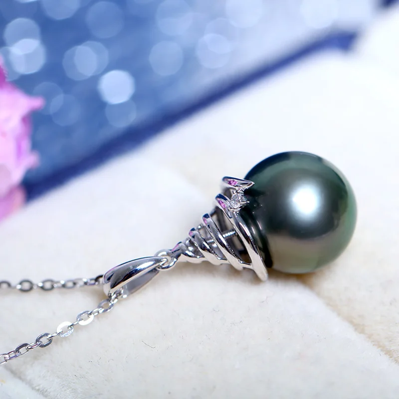 Цепочка с подвеской жемчугом таитянского цвета 11-12 мм | Украшения и аксессуары