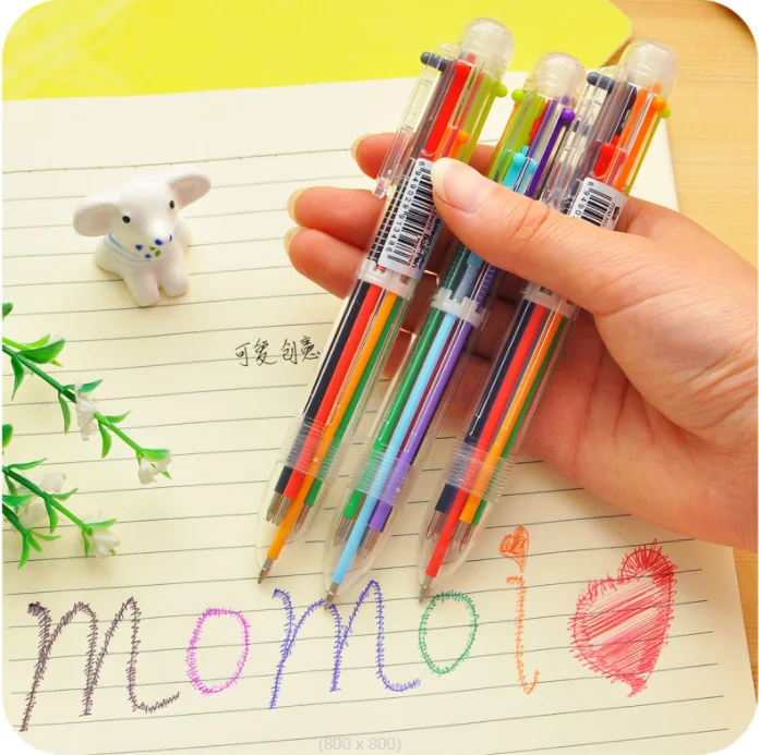 

1PC Kawaii Multicolor Ballpoint Pen 6 Colors Core Teachers Students Office Stationery Supplies (SS-1030)