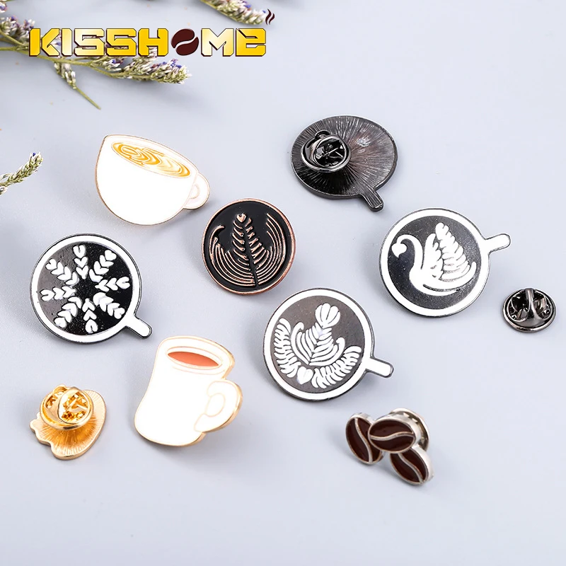 

Couple Espresso Accessories Glaze Tea Cup Drop Oil Brooch Mini Coffee Tamper Beautiful Coffee Badge Cafe Gift for Coffee Lovers