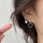 Новые асимметричные серьги в форме сердца серебряного цвета, элегантные милые Висячие серьги для женщин и девушек, бижутерия для вечеринки и свадьбы, аксессуары