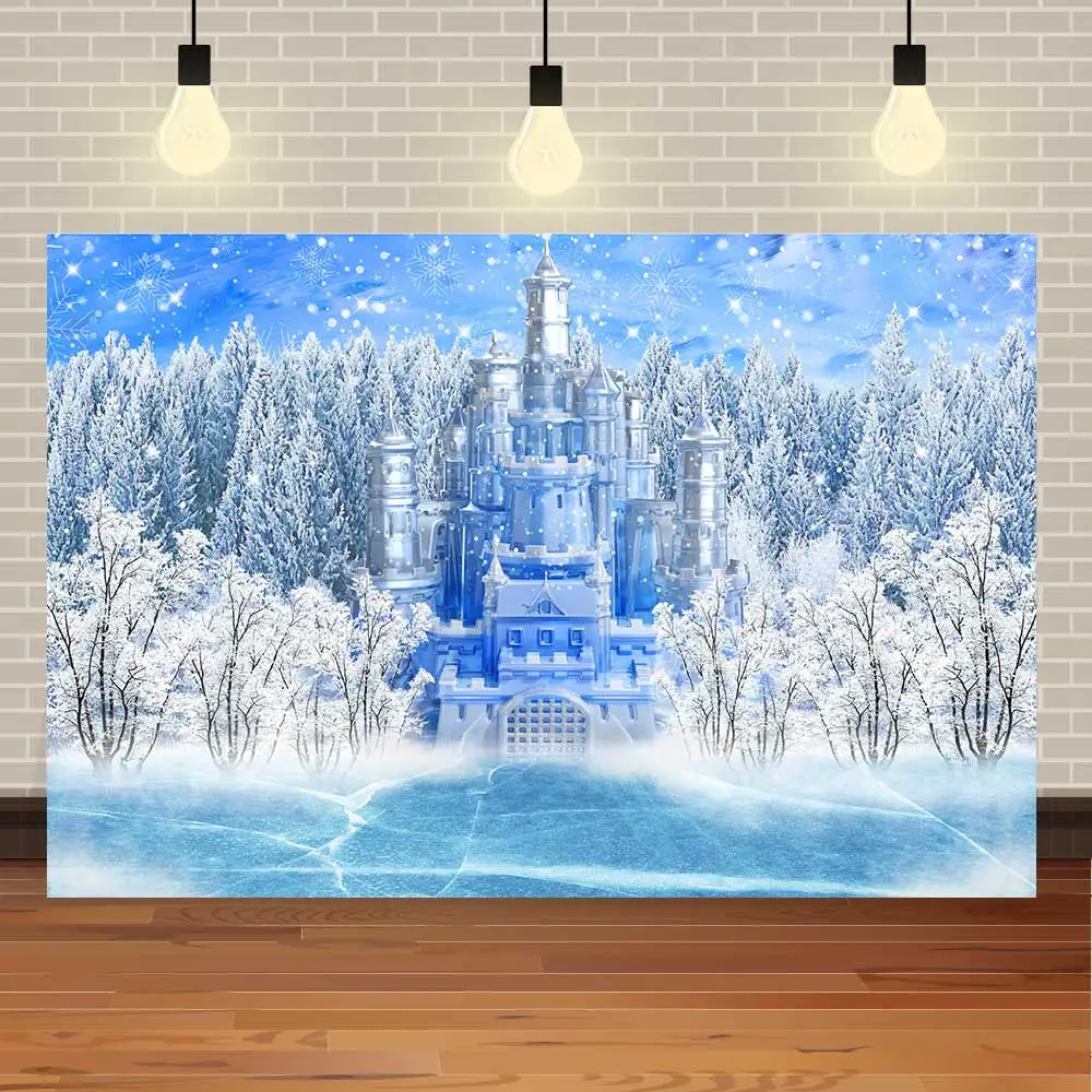 Seekpro Winter Christmas Holiday Snow Frozen Castle Forest Trees Backdrop Background Child Birthday Art Portrait Photo Studio
