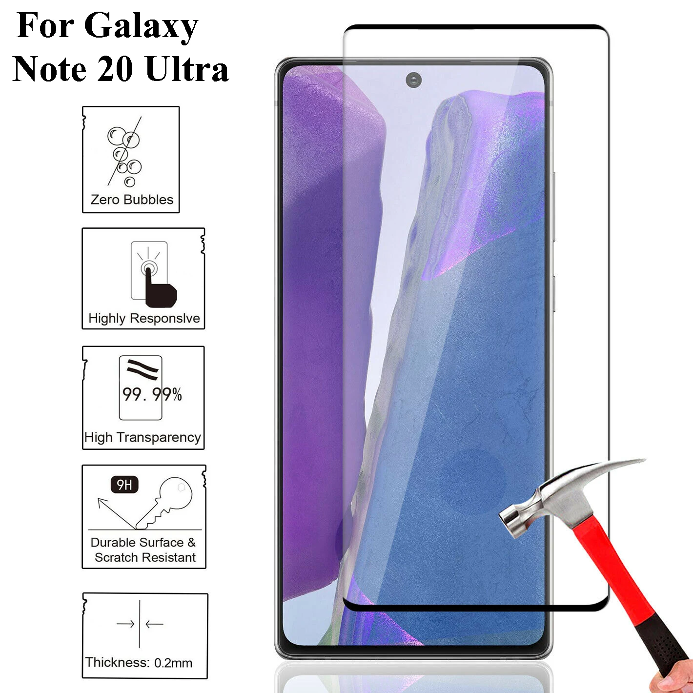 Защита экрана для Samsung Galaxy Note 20/20 ультраизогнутые края закаленное стекло защитные