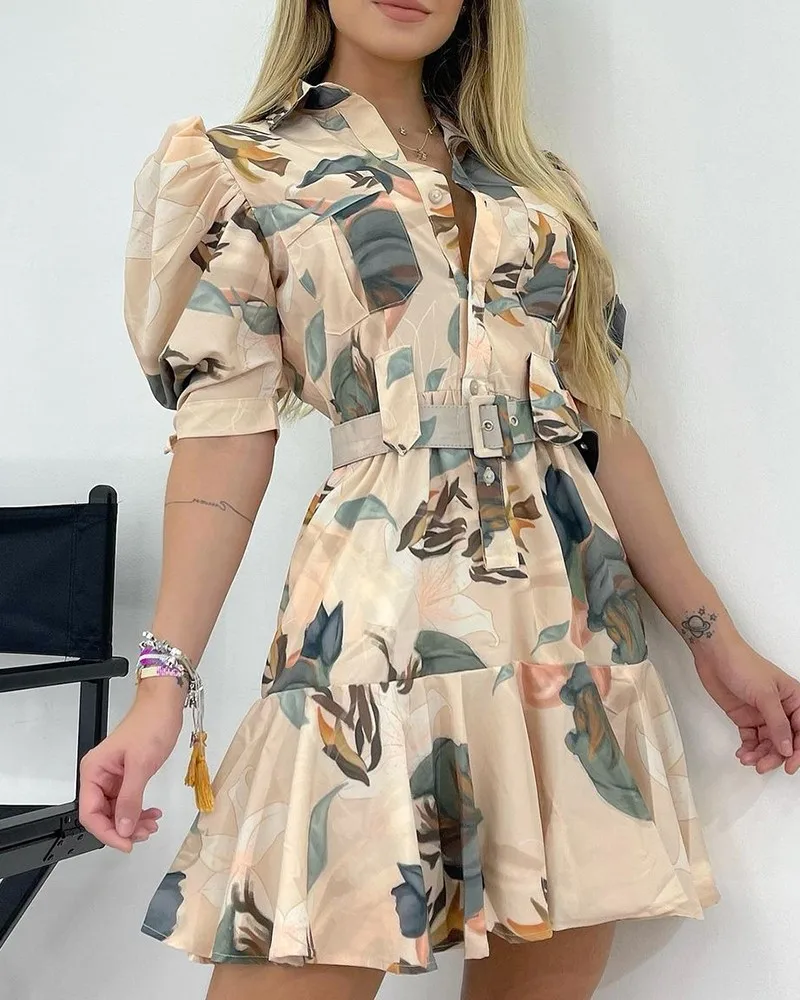 

Floral Print Short Sleeve Casual Dress Women