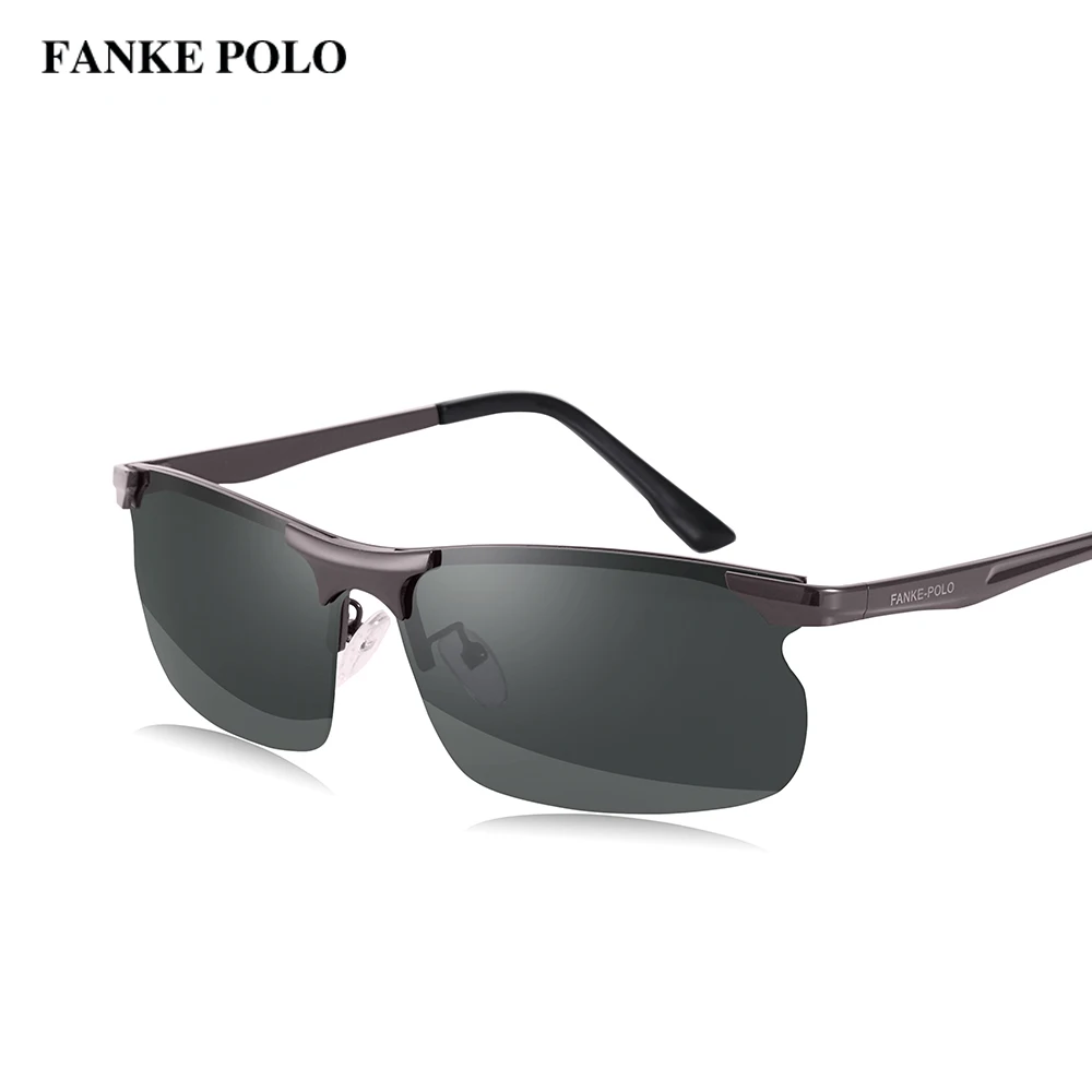 FANKEPOLO, мужские Модные поляризованные солнцезащитные очки, классический фирменный дизайн, мужские уличные зеркальные солнцезащитные очки с УФ-защитой для вождения, спортивные солнцезащитные очки - Цвет линз: Dark green