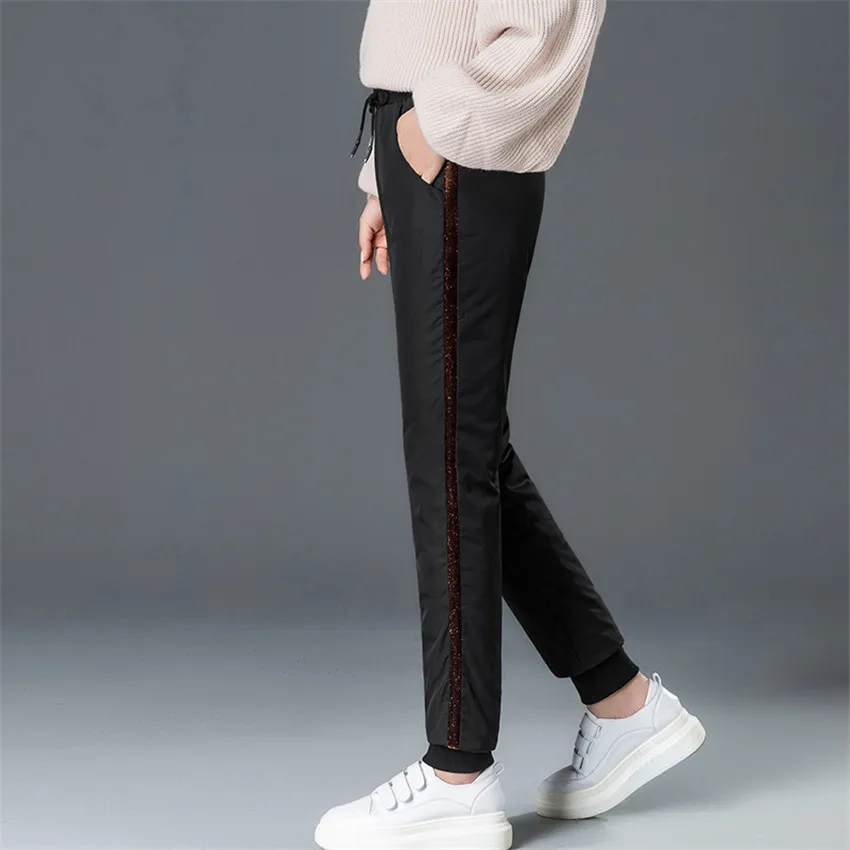 Autumn Winter Fashion Big Size Women Down Pants Big Size Lady Warm Thickened White Duck Down Pant Female Trousers OutWear WZ919