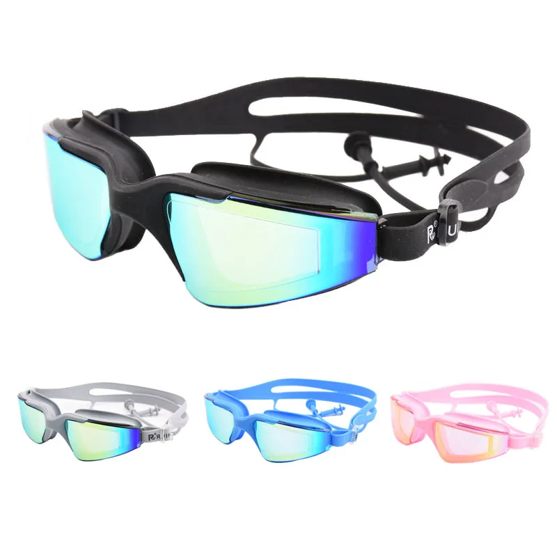 

Adult Swimming Goggles Large Frame Earplug Professional Anti-Fog Men Women Pool Water Swim Eyewear Silicone Swimming Glasses