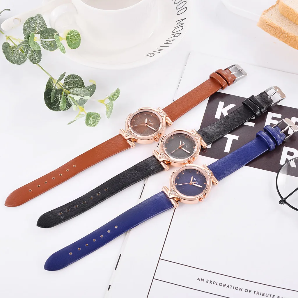 YOLAKO женские часы повседневные розовые с кожаным ремешком кварцевые наручные